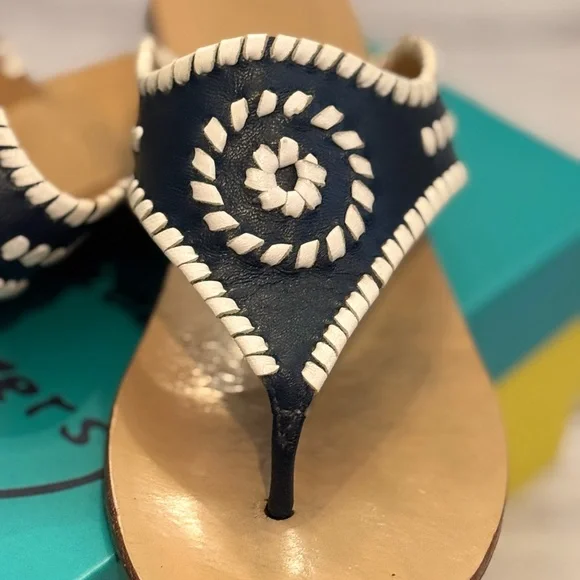 Jack Rogers Black and White Thong Sandals - Picture 3 of 9